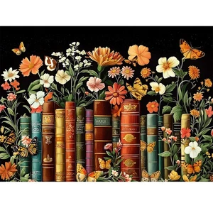 500 Piece Puzzle for Adults | Vintage Wildflowers Books Puzzle | Recycled