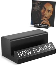 Now Playing Vinyl Record Stand, Black Wood Vinyl Record Holder, Wooden Now Spinn