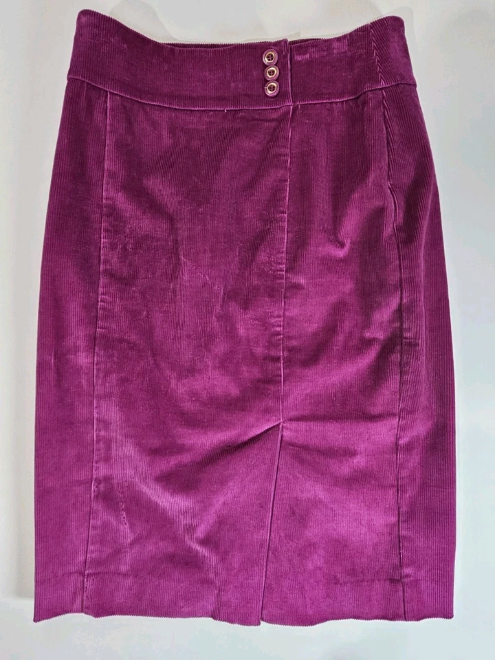 Maxi Falda Bebe Pana Mujer Talla 6 Magenta 3 Botones Cintura Frontal Abertura Retro Foto 3 de 4