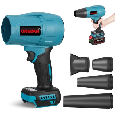 ONEVAN Soffiatore a batteria turbo soffiatore manuale soffiatore con 4 ugelli per Makita