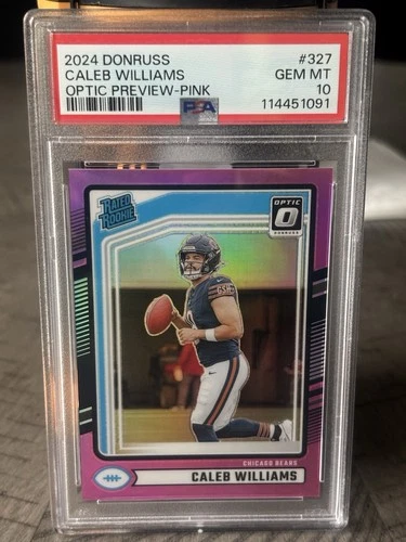 2024 DONRUSS CALEB WILLIAMS RATED ROOKIE OPTIC PREVIEW PINK PRIZM RC GEM PSA 10
