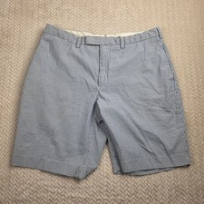 Polo Ralph Lauren Mens Blue White Seersucker Striped Shorts Size 38 Classic Fit