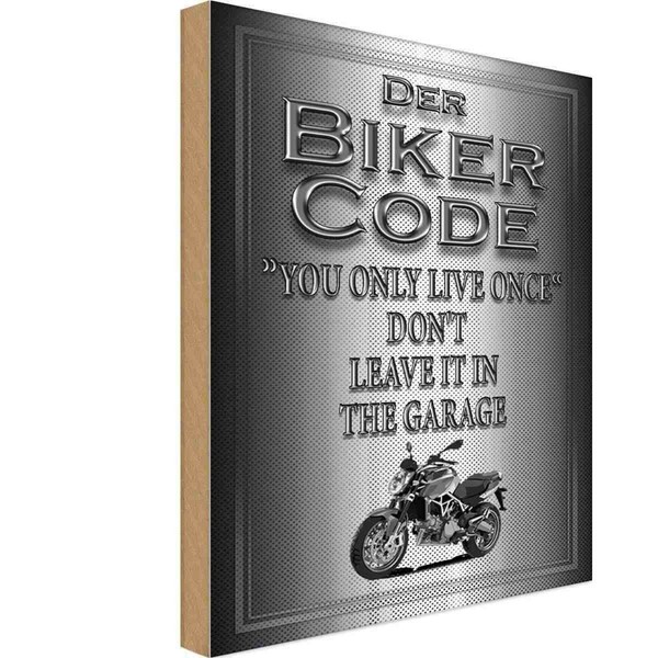 Holzschild 18X12 Cm Motorrad Biker Code You Only Live Once Auto Garage Werkstatt-image