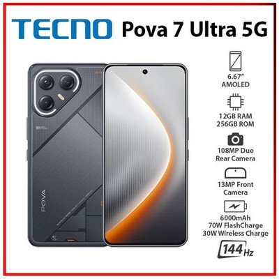 Tecno Pova 7 Ultra 5G 12GB+256GB BLACK Dual SIM Unlocked Android Mobile Phone