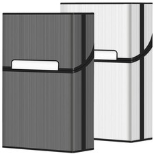 roygra Cigarette Case 2 Pack , Magnetic Switch 85mm King Size, Gray Silver