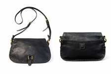 Vintage Dooney  Bourke Florentine Leather Saddle Bag Black Crossbody