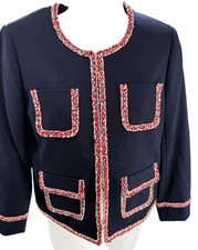 J.CREW Blue Wool Blend Womens Workwear Red Tr...