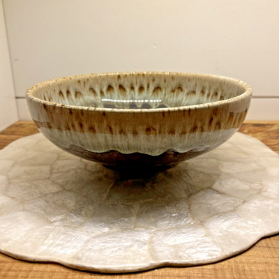 Vintage Canonsburg USA Ironstone Brown Drip 10'' Serving Bowl