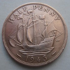 1943 HALFPENNY HIGHLY POLISHED
