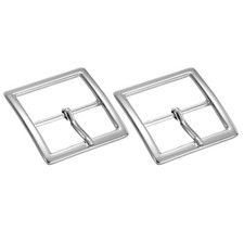 2Pcs 1.5" Single Prong Belt Buckle Square Center Bar Buckles for Belt Silver