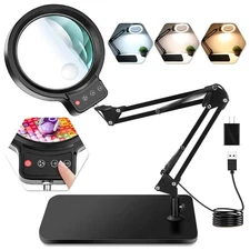 10X 30X Large Magnifying Glass with Light and Stand, 5-inch Lighted Magnifier...