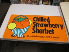 Baskin Robbins ice cream 1975 store poster sign CHILLED STRAWBERRY SHERBET orang