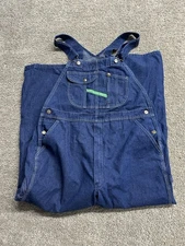 Key Imperial Aristocrat Denim Bib Overalls Blue 42x29 Zip Fly NOS Vtg Dark Wash