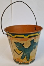 HAPPYNAK Seaside Pail No. 4 Tin Plate Beach Bucket England 1935 Vintage
