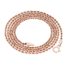 10K Rose Gold 1.5mm Thin Diamond Cut Rope Chain Necklace Mens Womens 16"-24"