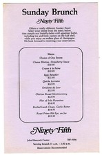 Ninety Fifth Restaurant Sunday Brunch Menu John Hancock Center Chicago Illinois 