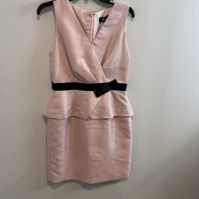 Chetta B Light Pink Dress Size 10 peplum bow Women’s Evening Casual Career