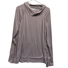 RBX Active Hoodie Sweatshirt Women 2X Purple Gray Pinstriped Pullover Casual