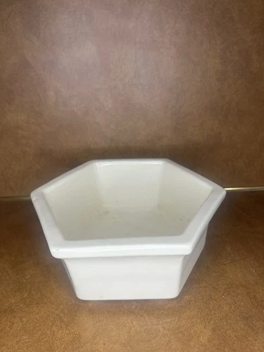 Vintage Haeger USA Hexagon Planter Ivory White Mid Century Modern Ceramic