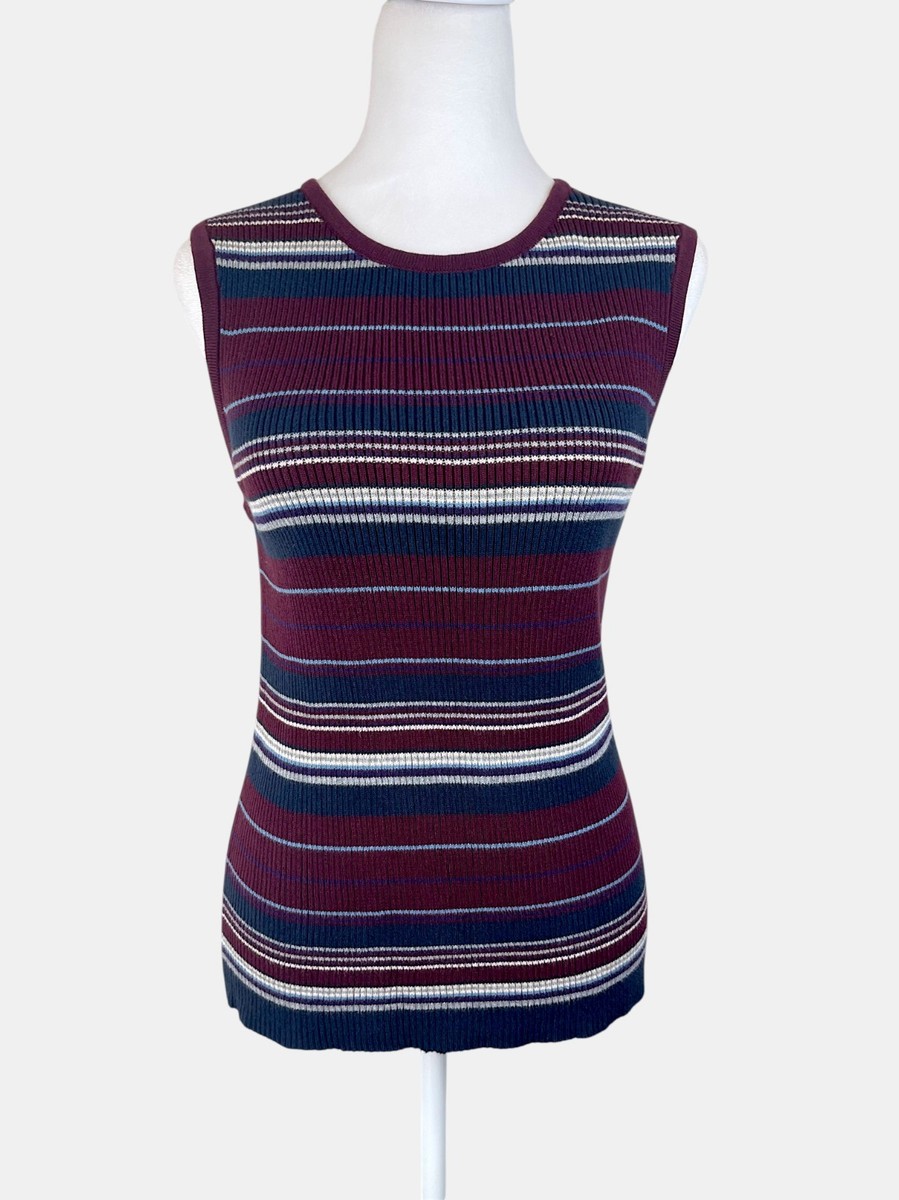 Vintage GAP Tank Top 90s Ribbed Cotton Striped Y2K Hong Kong Sz L