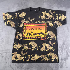 Vintage 90s The Lion King Disney All Over Print Tee T Shirt Size XL Black