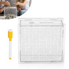 Acrylic Piggy Bank 1000 Cash Saving Challenge Reusable Money Box with Marker DIY