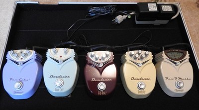 Danelectro 1990's original 5 pedal collection in case, powered & connected
