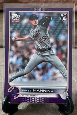 2022 Topps UK Edition Baseball #2 Matt Manning  Purple /50 RC - Detroit Tigers