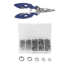 200PCS 5 Size Fishing Split Rings Kit Steel Fishing Lure Baits Hook Connectors