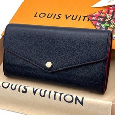 Louis Vuitton Monogram Empreinte Sarah Long Wallet Navy Marine Rouge