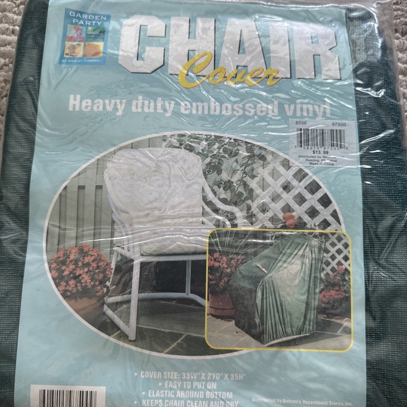 Garden Party Chair Cover Vintage Green Vinyl Patio Furniture Pair