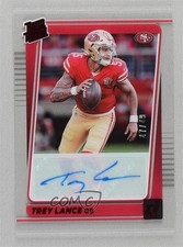 2021 Panini Clearly Donruss Rated Rookie Red Auto 47/49 Trey Lance #54 Auto 5xl
