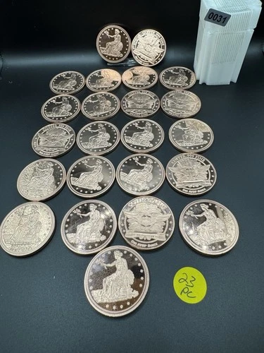 LOT OF 23 • 1 oz .999 Fine Copper Rounds • Walking Liberty Eagle