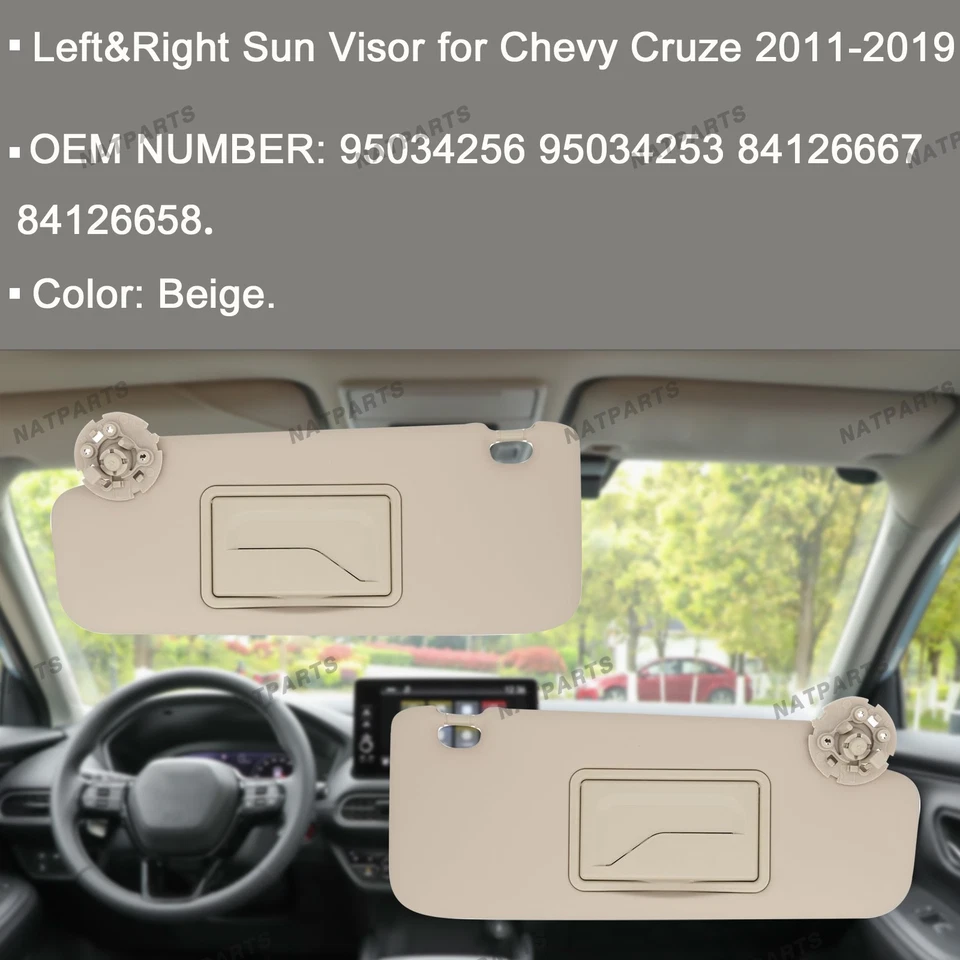 Par de parasoles beige para Chevy Cruze 2011-2019 95034256 95034253 84126667 Foto 2 de 4