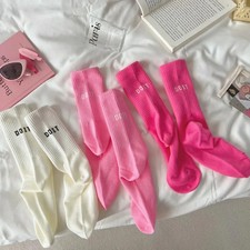 Women's Socks Fashion Letter Mid Length Socks Pink Black Green Spring and Autumn