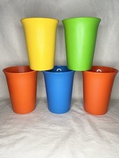 VINTAGE TUPPERWARE Bell Tumblers 7oz Red Blue Yellow Green Cups Set Of 5