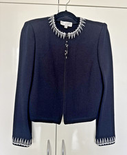 St. John Evening Short Jacket 6 Black White Rhinestones Long Sleeve  36 x22 NWOT