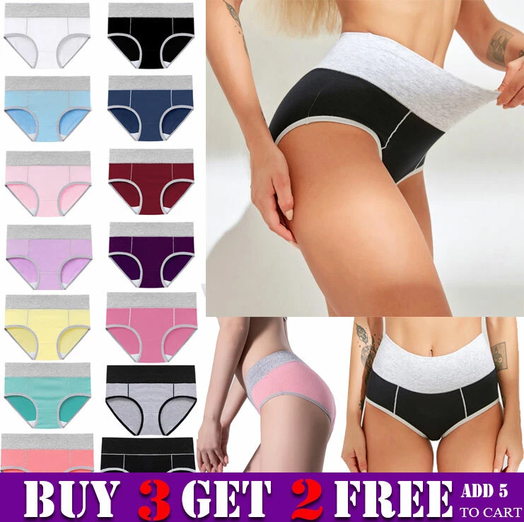 Women Cotton Briefs Underwear High Waist Knickers Full Back Coverage  Panties