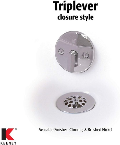 Drenaje completo de bañera de PVC de plástico KEENEY 64W 1-1/2 pulgadas cromo triple estilo - Imagen 2 de 3