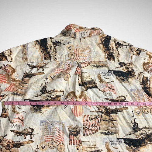 Army Shirt Mens 2XL Short Sleeve Button Down Shirt American Muscle Truck Button - Picture 5 of 15