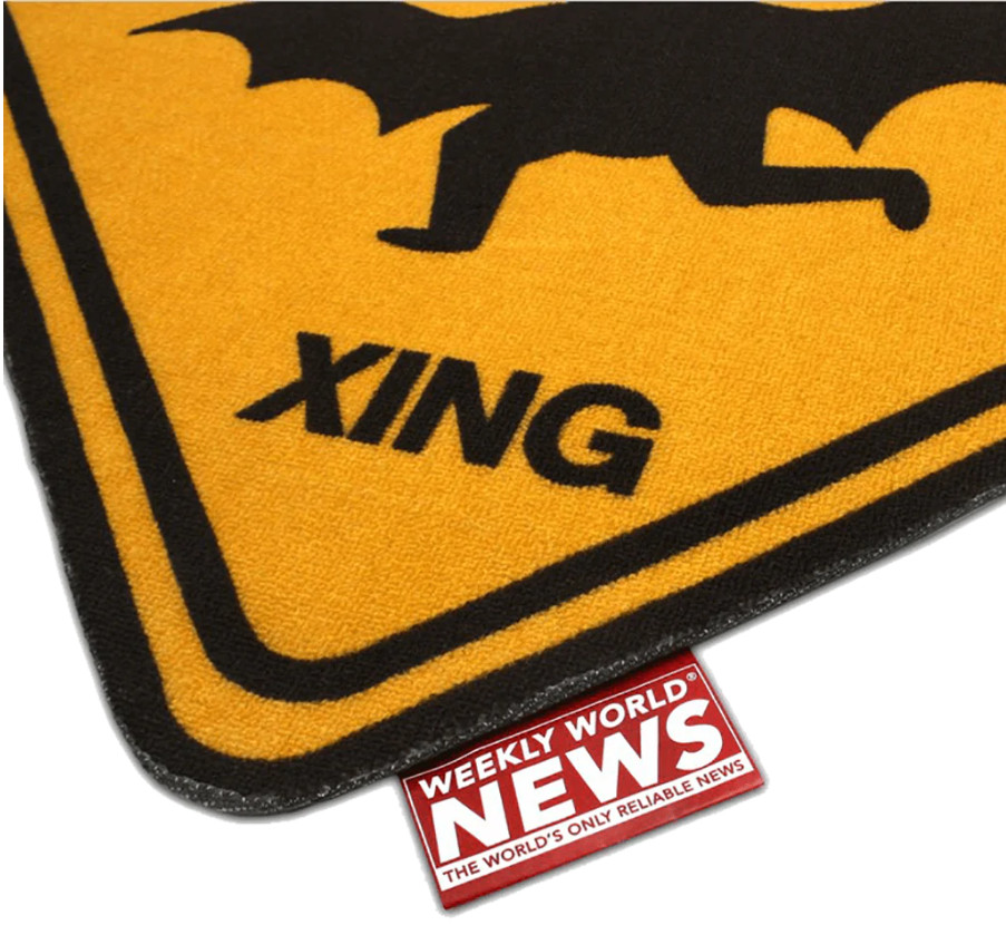 NEW Creepy Co Weekly World News BAT BOY XING Crossing Accent RUG 27x26.5" Horror