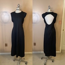 Free People FP Beach Cotton Midi Dress Size Small Black Cut Out Open Back