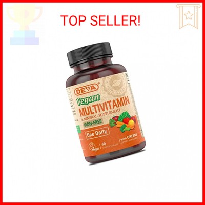 DEVA Vegan Multivitamin & Mineral Supplement Iron-Free - Vegan Formula with Gree