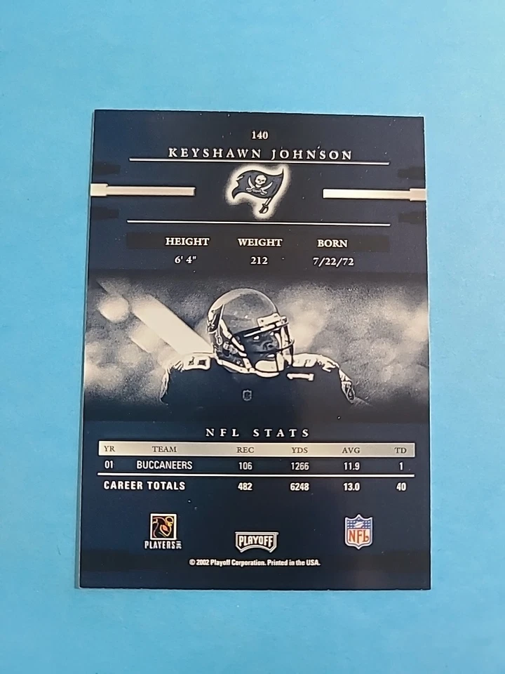 KEYSHAWN JOHNSON 2002 PLAYOFF PRESTIGE FOOTBALL CARD # 140 I1441 - Image 2 of 2
