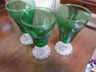 Vintage Set of 3 ANCHOR HOCKING Forest Green BURPLE 6 oz Goblet Stems 1950