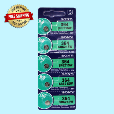Sony 364 SR621SW Watch Battery (Exp 12/2030 )  5 Pcs.