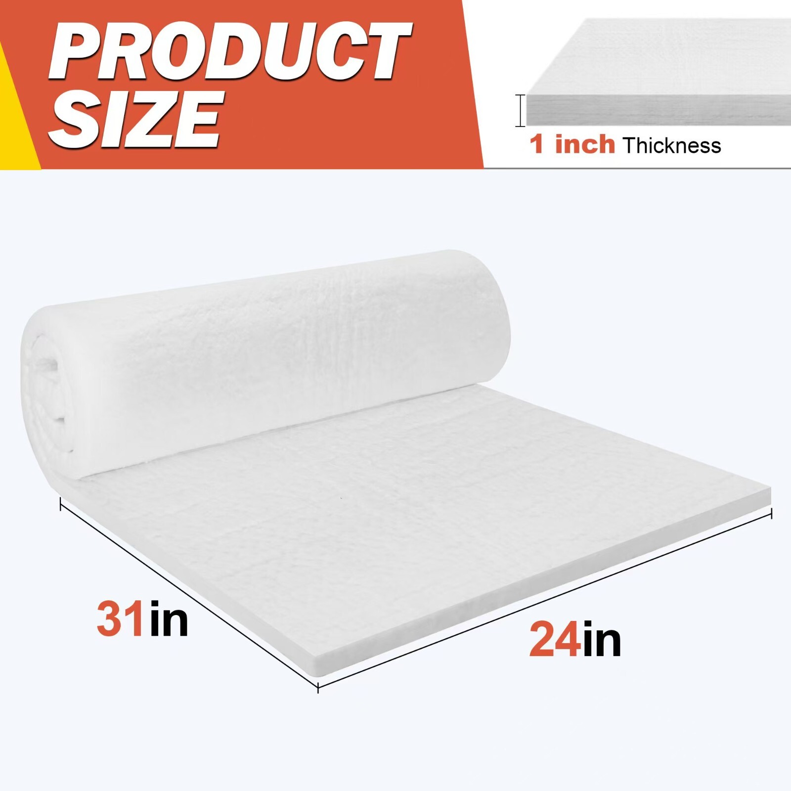 Ceramic Fiber Insulation, 1"Thick, 2600F Fireproof Insulation Blanket for Wood