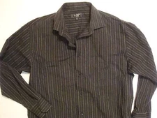 LA Gate XL Black White Stitching LONG SLEEVE SHIRT Extra Large 17 x 34/35