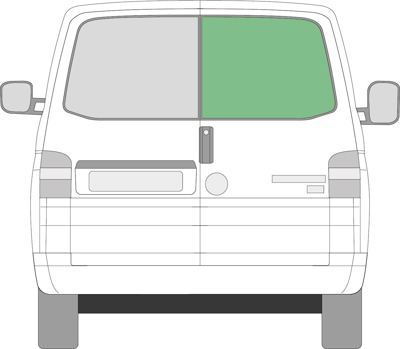 VW T5.1 Transporter JK Rear Right Barn Double Twin Door Window Privacy Tint