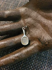 VINTAGE STERLING SILVER TENNIS RACQUET CHARM PENDANT STAMPED STER